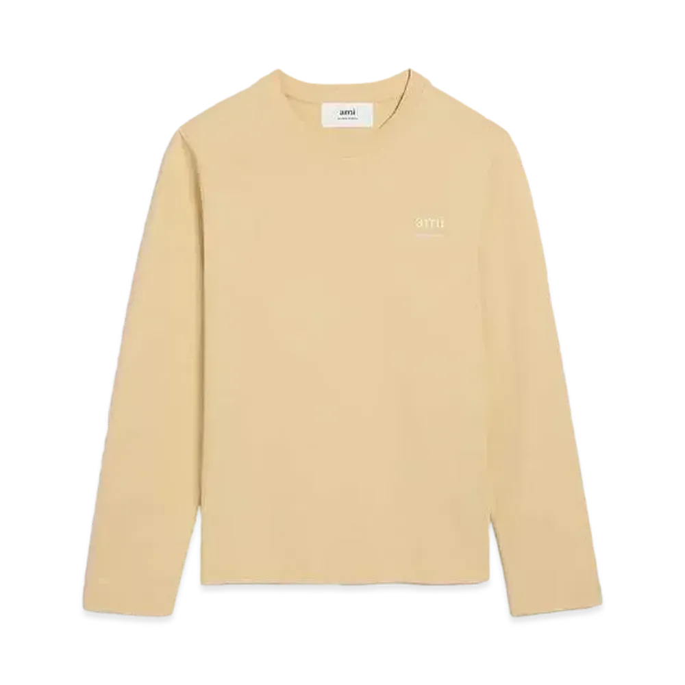 AMI PARIS Organic Cotton Heavy Jersey AMI ALEXANDRE MATTIUSSI Long Sleeve T-shirt "Cream"
