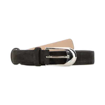 KHAITE Women's Suede Belt "Brown/Dark Brown"