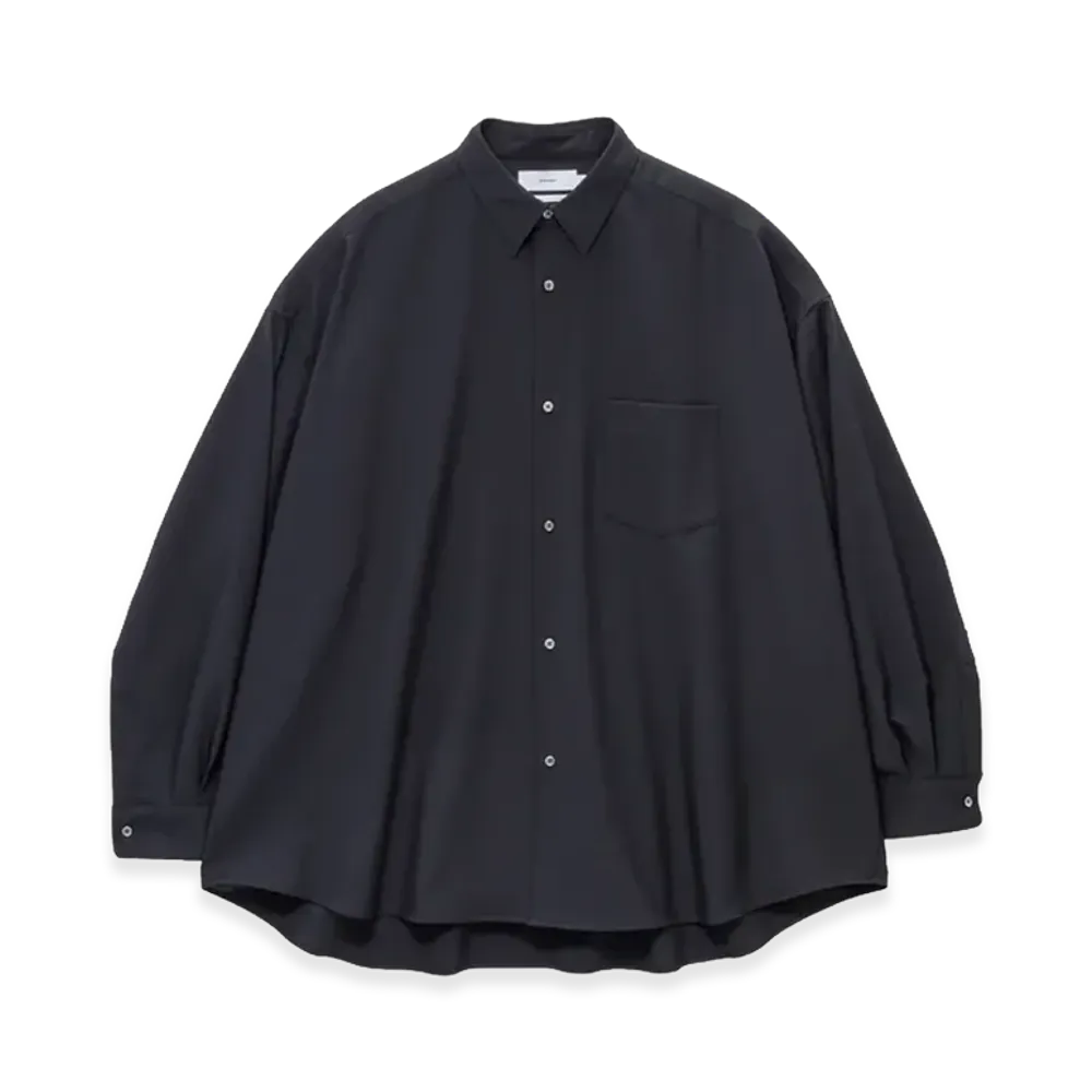 Graphpaper Extra Fine Wool L/S Oversized Regular Collar Shirt "Black"