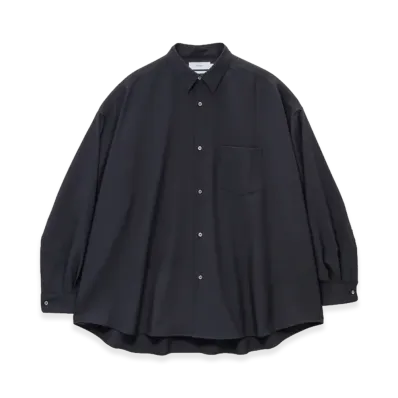 Graphpaper Extra Fine Wool L/S Oversized Regular Collar Shirt "Black"