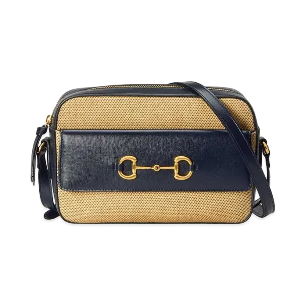 GUCCI Horsebit 1955 Small Shoulder Bag "Beige Vintage Canvas"