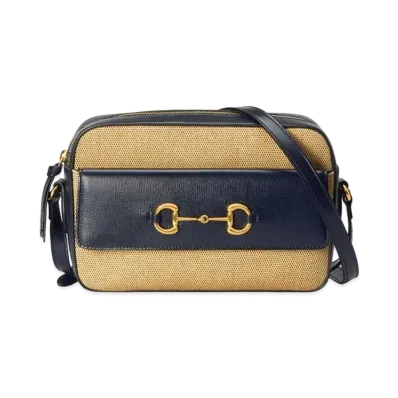 GUCCI Horsebit 1955 Small Shoulder Bag "Beige Vintage Canvas"