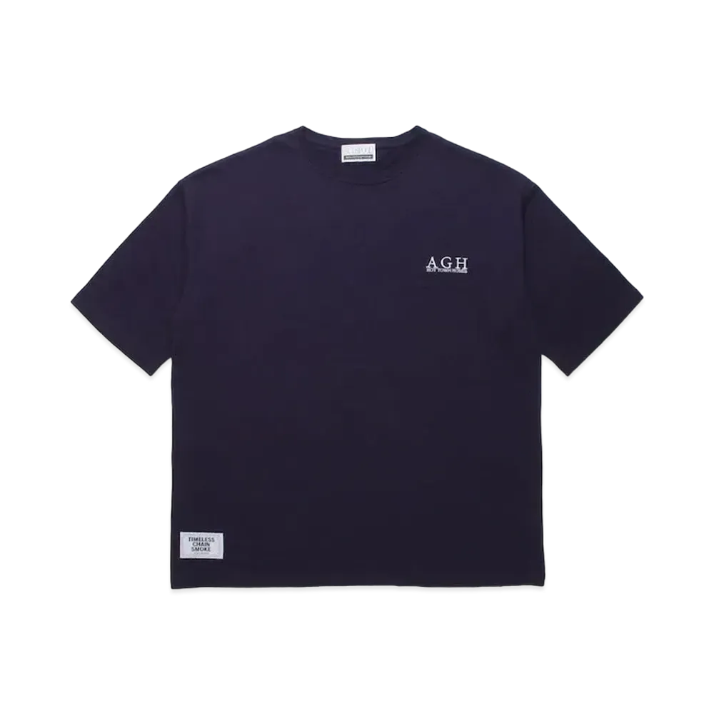 APHRODITEGANG A.G.H. ONEPOINT EMBROIDERY / S/S POCKET TEE "Navy"