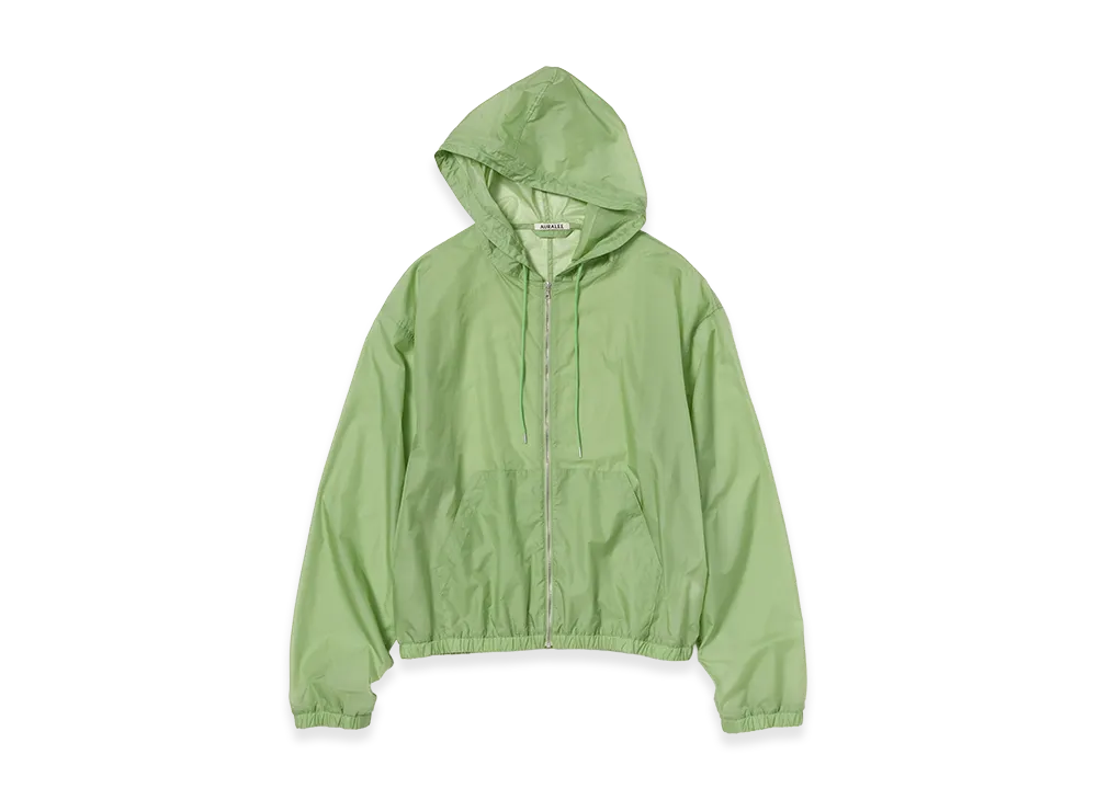 AURALEE Sheer Nylon Ripstop Hooded Blouson "Light Green"