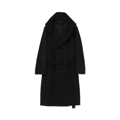 Yohji Yamamoto Pour Homme REGULATION W/CASHMERE BEAVER 4BUTTON SINGLE HOODED COAT "Black"