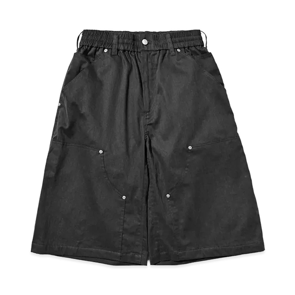 CLESSTE Vintage Effect Double Knee Worker Baggy Half Pants "Black"