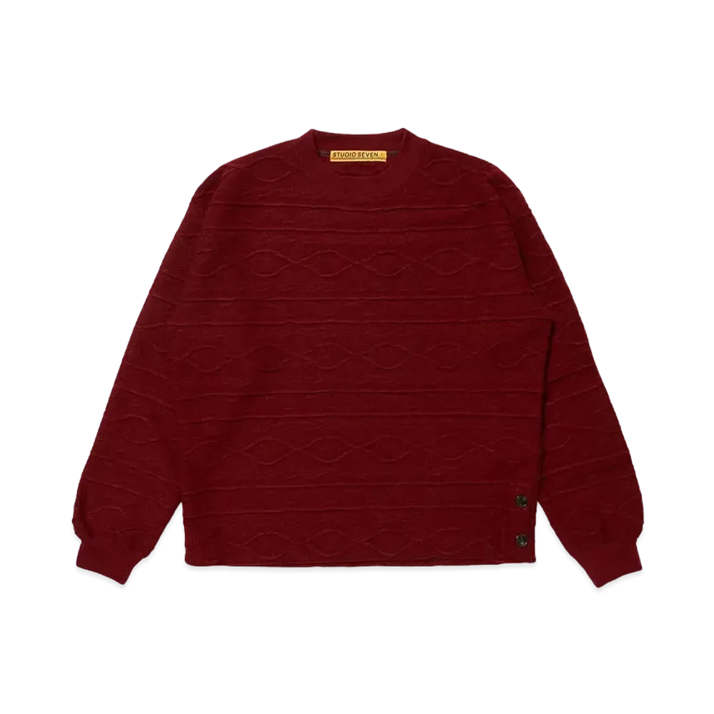 STUDIO SEVEN Side Button LS Knit Tee "WINE"