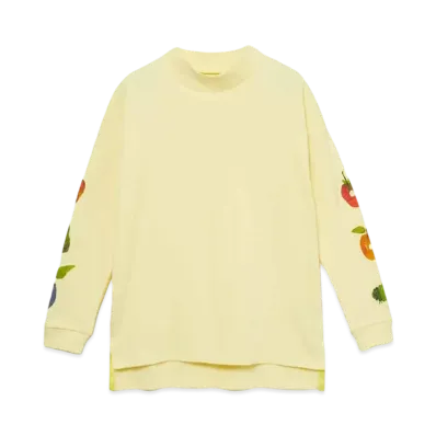 graniph x Eric Carle Fruits & Very Hungry Caterpillar Kids Milled Stitch Long Sleeve T-Shirt "Light Yellow"