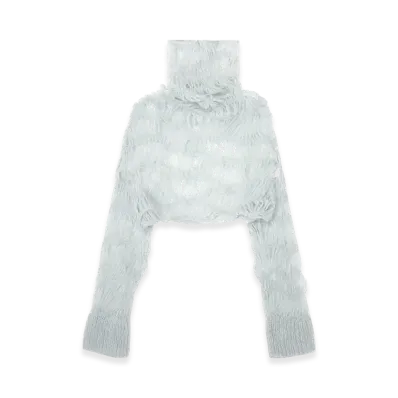 Yohji Yamamoto Maon High-Neck Cropped Top "Light Gray"