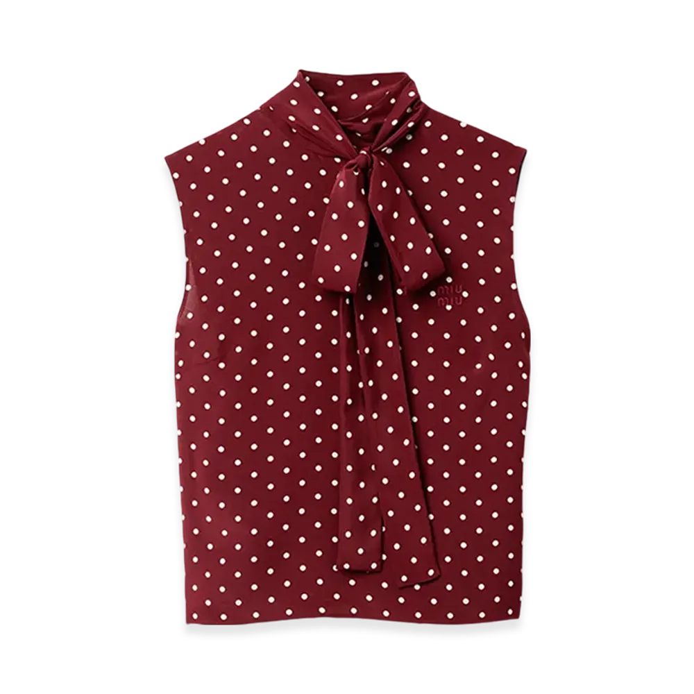 MIU MIU Women's Crepe De Chine Top "Amaranth/Avory"