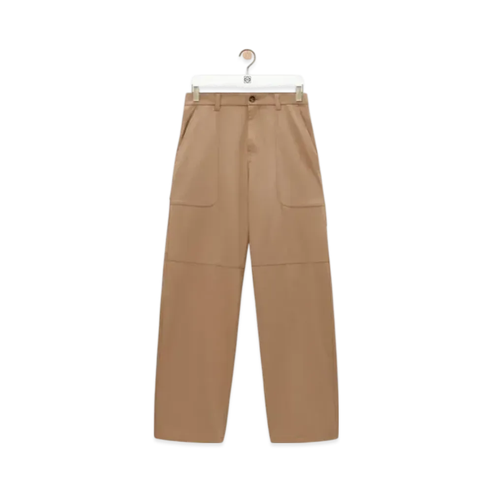 LOEWE Men's Cargo Trousers in Cotton and Silk "Beige"
