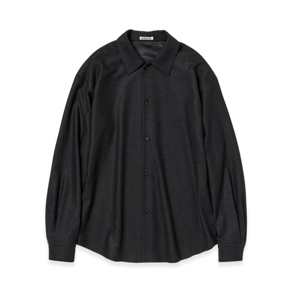 AURALEE Wool Fulling Flannel Shirt "Top Charcoal"