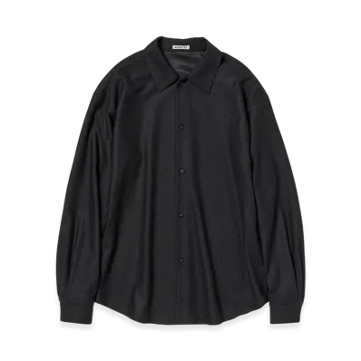 AURALEE Wool Fulling Flannel Shirt "Top Charcoal"