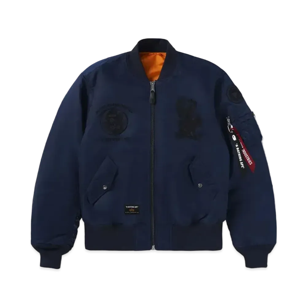 A BATHING APE x ALPHA INDUSTRIES Ma-1 Jacket "Navy"