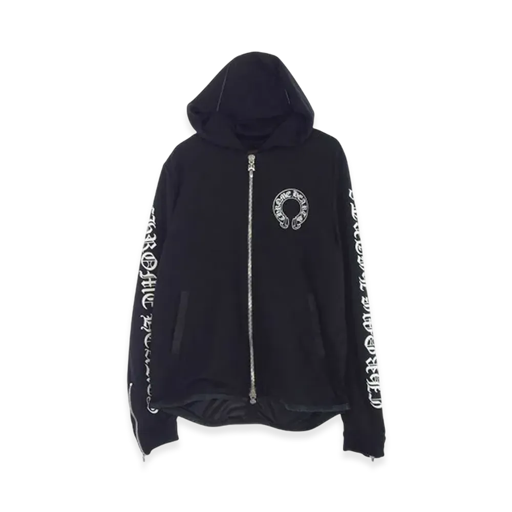 Chrome Hearts TRACK HDZF FBRC Dagger Crossball Sleeve Zip Hoodie "Black"