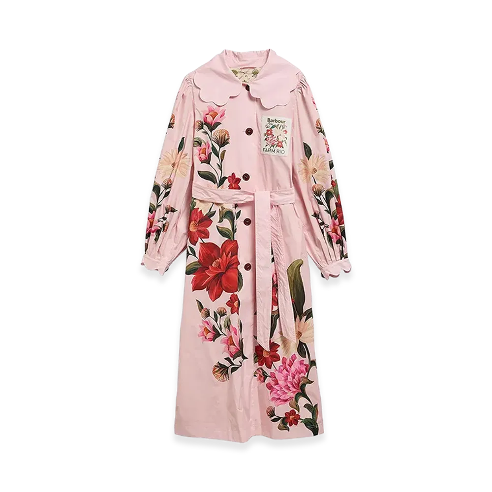 Barbour x FARM Rio Women's Bromelia Showerproof Coat "Pink"