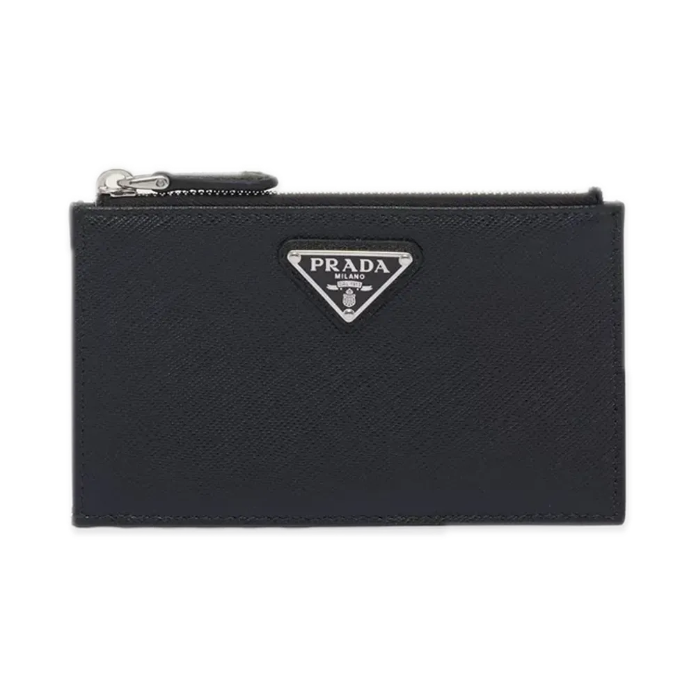 PRADA Saffiano Triangle Card Case "Black"