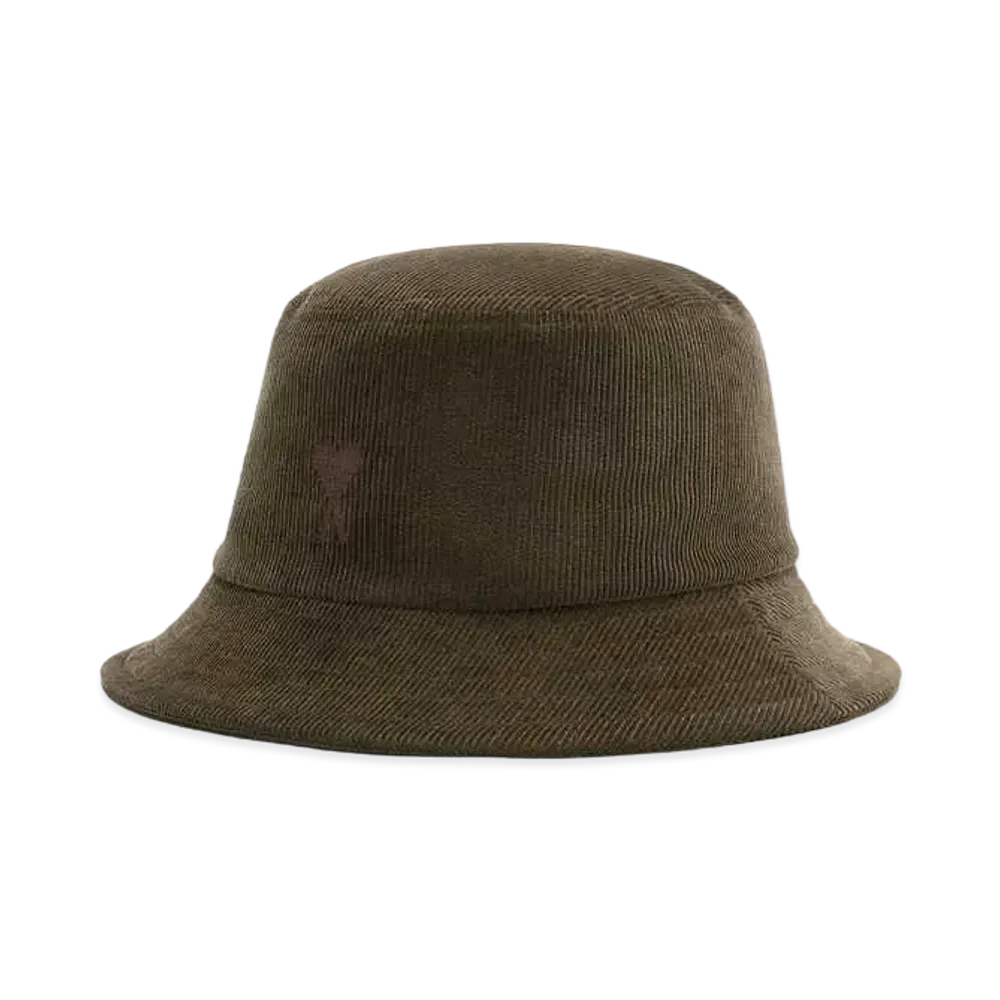 AMI PARIS Cotton Corduroy Velvet Bucket Hat "Dark Coffee"