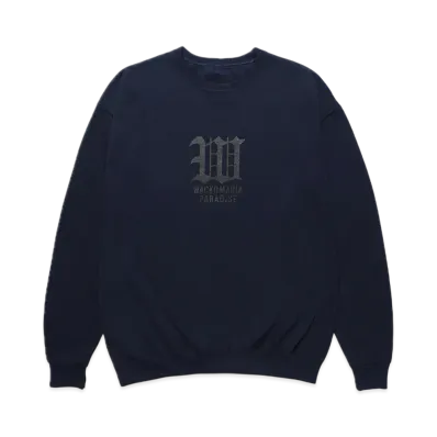 WACKO MARIA Crew Neck Sweat Shirt "Navy"