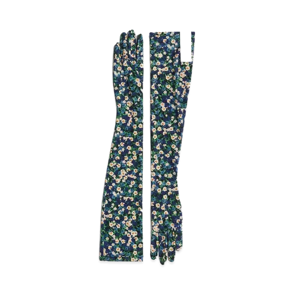 rokh x H&M Floral Print Long Gloves "Bright Blue/Floral"