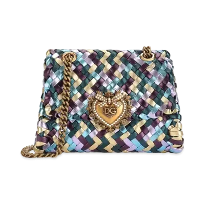 Dolce&Gabbana Devotion Shoulder Bag Small Woo Bin Laminated Nappa "Multicolor"