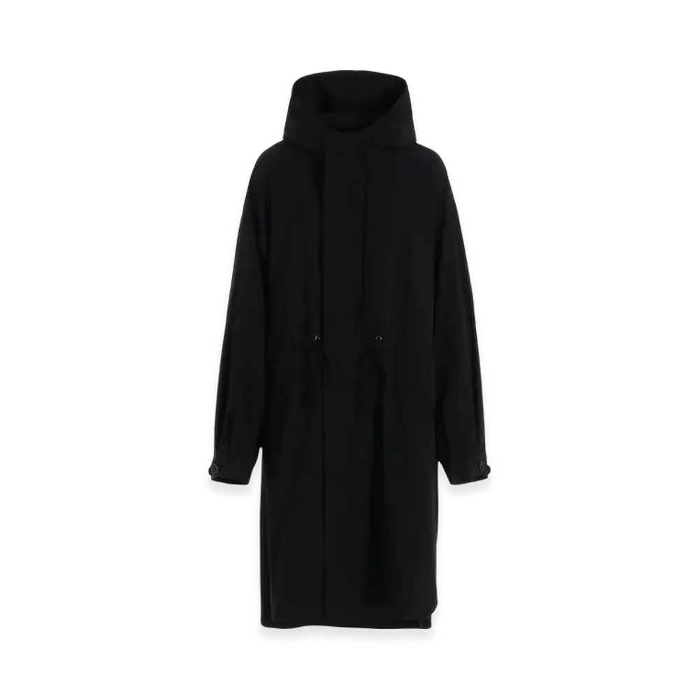 Yohji Yamamoto Wool Gabadine R-Hood Mods Coat "Black"
