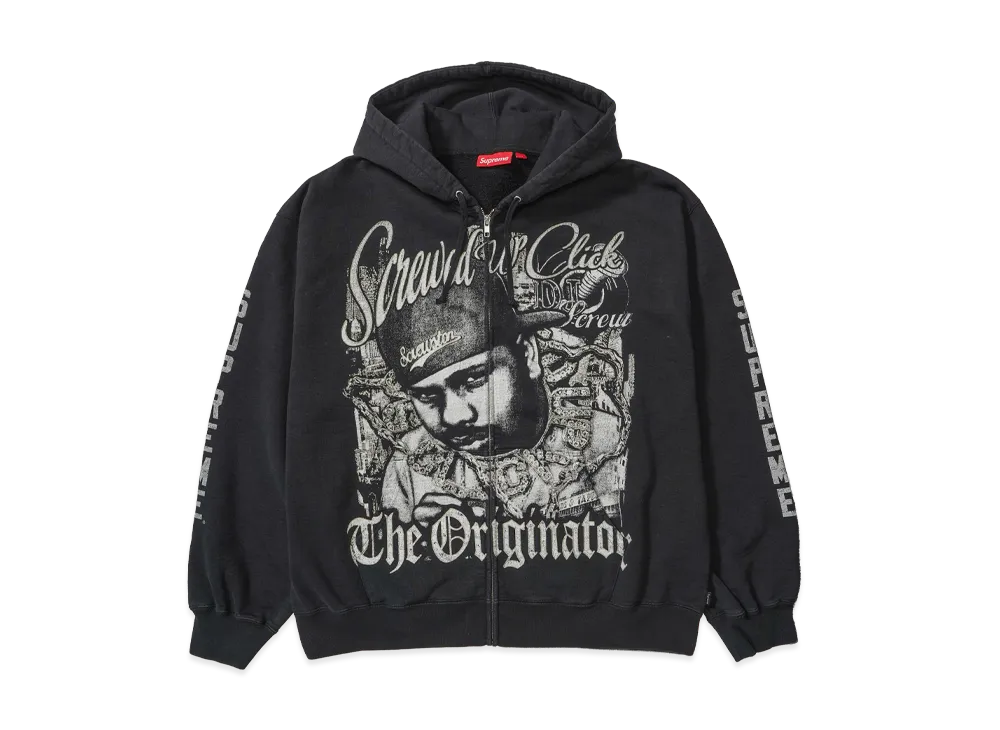 Supreme x DJ Screw Zip Up Hooded Sweatshirt "Black"