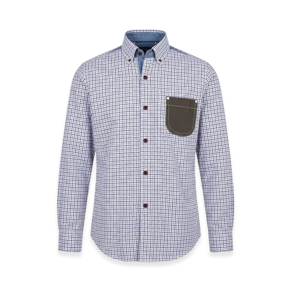 JUNYA WATANABE MAN Elbow Patch Cotton Check Shirt "Blue"