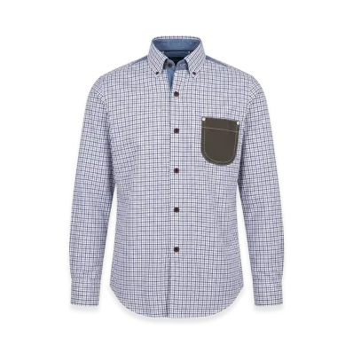 JUNYA WATANABE MAN Elbow Patch Cotton Check Shirt "Blue"