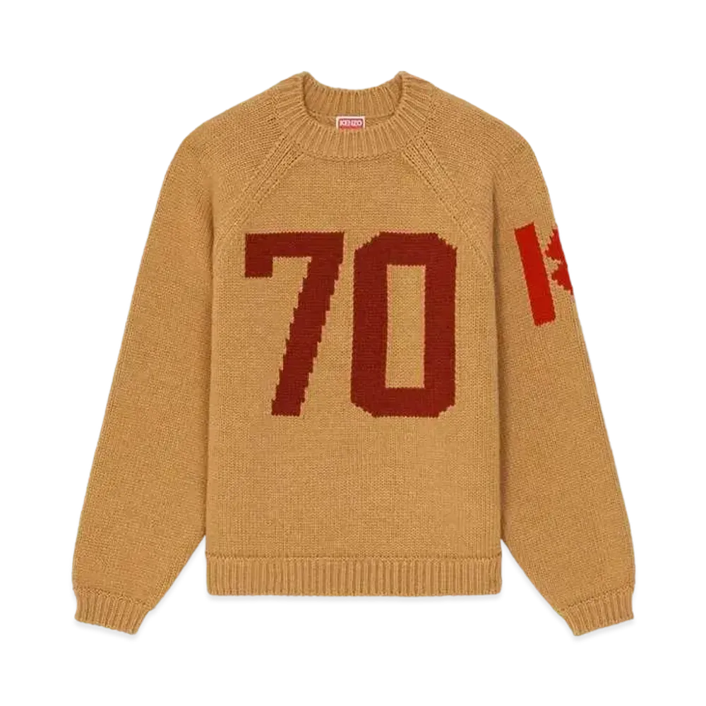 KENZO 'VARSITY' Merino Wool Jumper "Dark Camel"