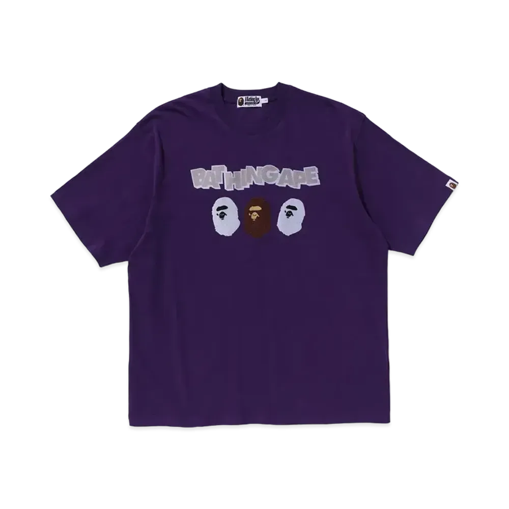 A BATHING APE Triple Ape Head Relaxed Fit Tee "Purple"