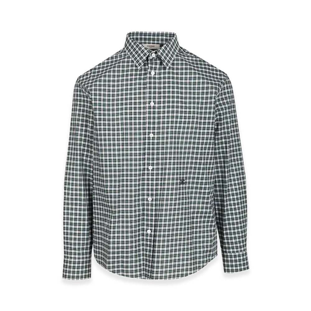 CELINE Relaxed Shirt Tartan Cotton "Green"