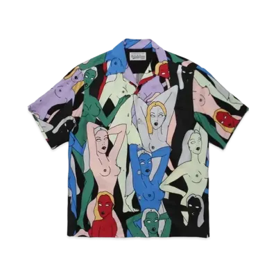 WACKO MARIA TENGOKUTOKYOHYAKUJOEZU HAWAIIAN SHIRT #1 "Black"