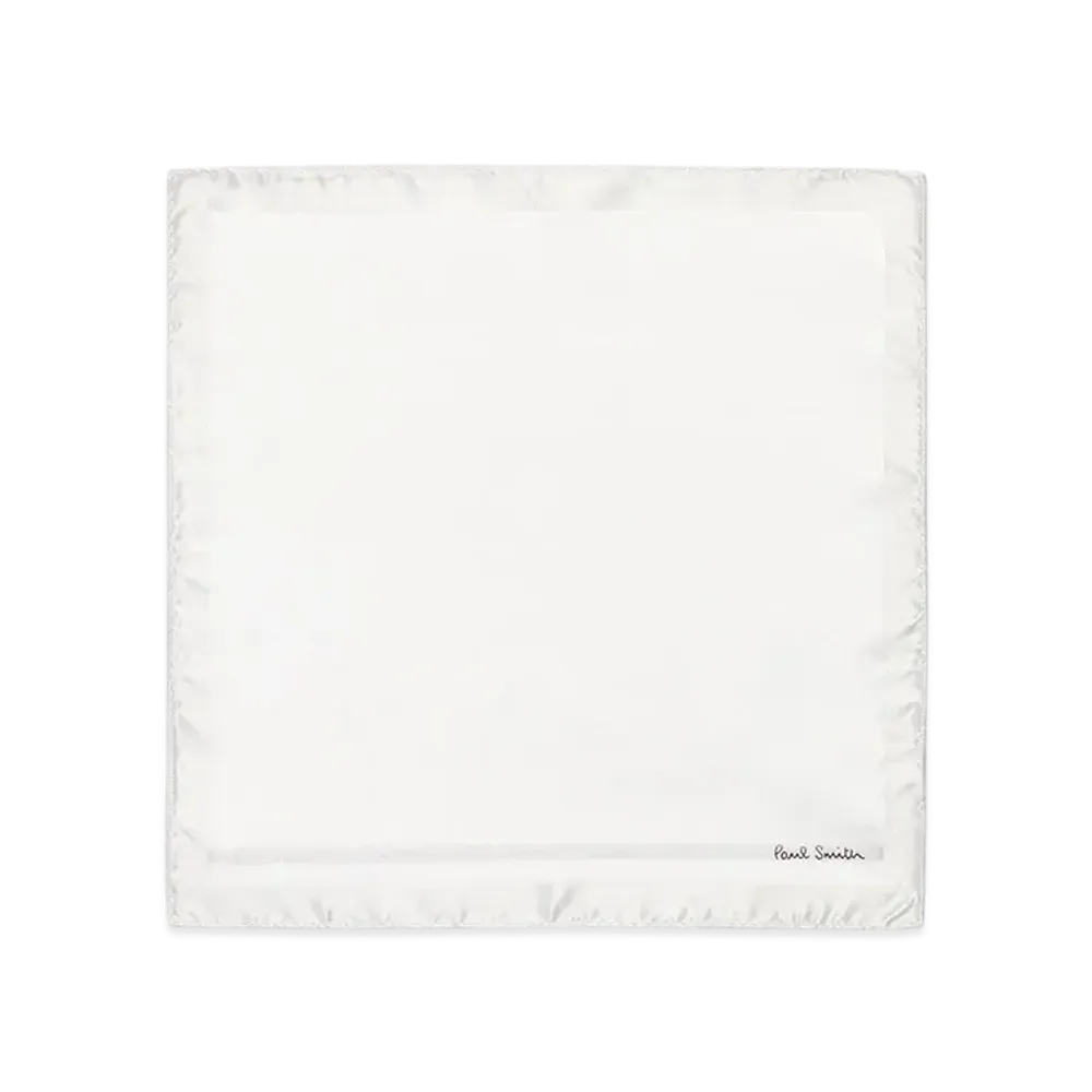Paul Smith Artist Stripe Logo Pocket Square "White"