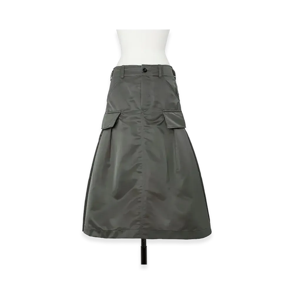 sacai Women's Nylon Twill Skirt "Dark Khaki"