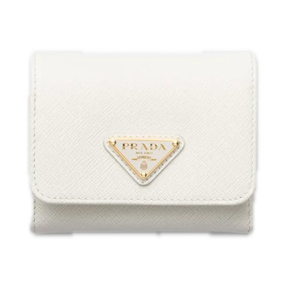 PRADA Saffiano Triangle Wallet "White"