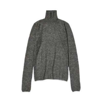 AURALEE Kid Mohair Sheer Knit Turtle "Top Charcoal"