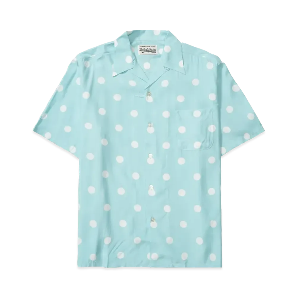 WACKO MARIA DOTS OPEN COLLAR SHIRT "Light Blue"
