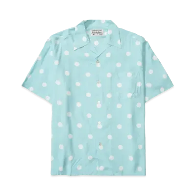 WACKO MARIA DOTS OPEN COLLAR SHIRT "Light Blue"