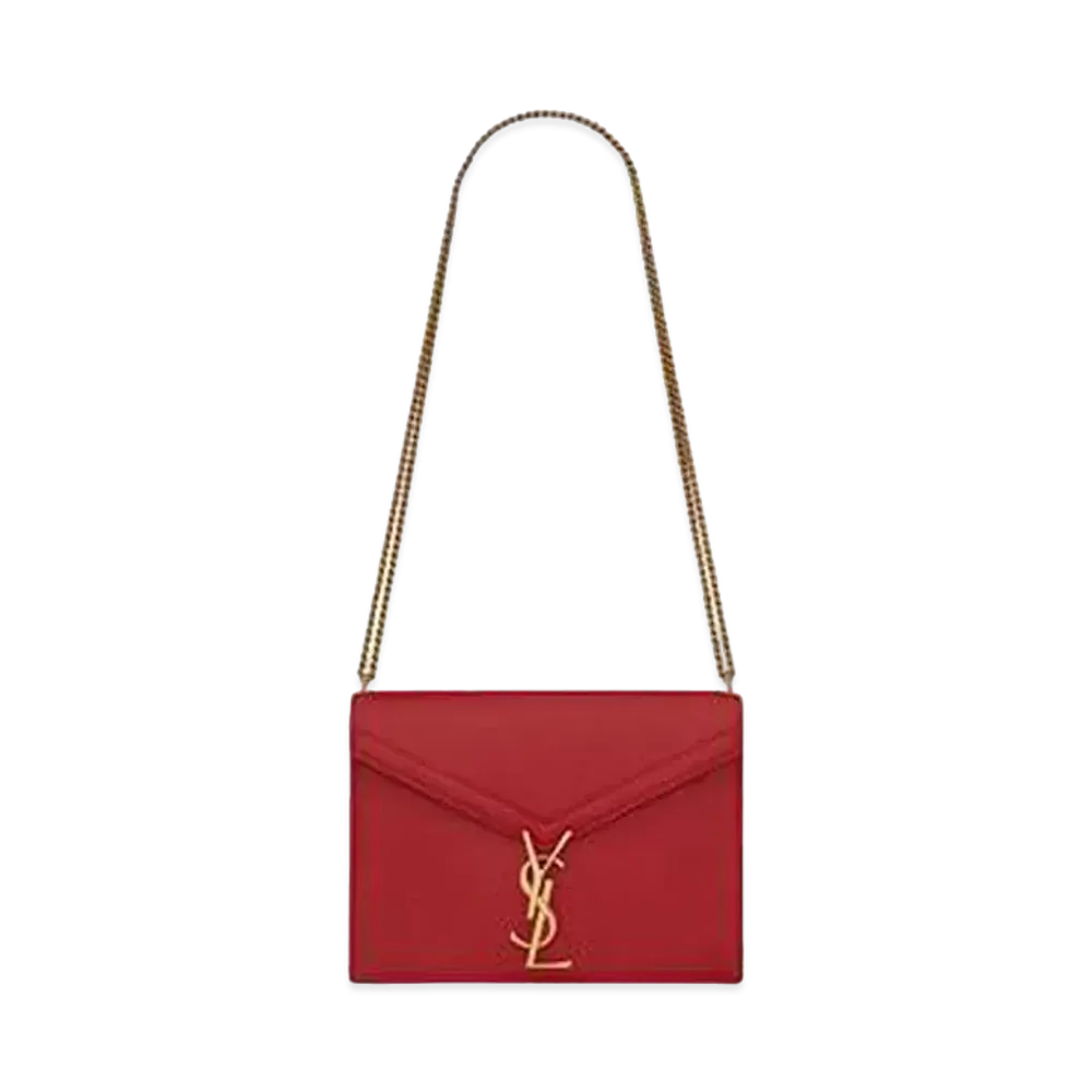 Saint Laurent Cassandra Monogram Clasp Bag In Grain De Poudre Embossed Leather "Rouge Eros"