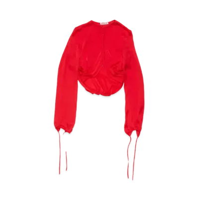 Acne Studios Draped Silk Blouse "Bright Red"