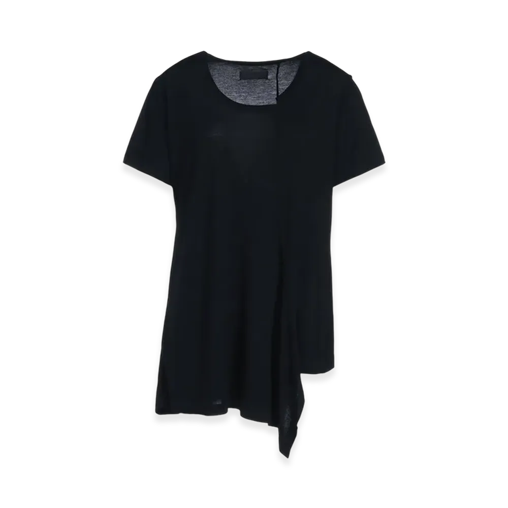 S'YTE Rayon Jersey Deconstructed Asymmetrical Design T-Shirts "Black"