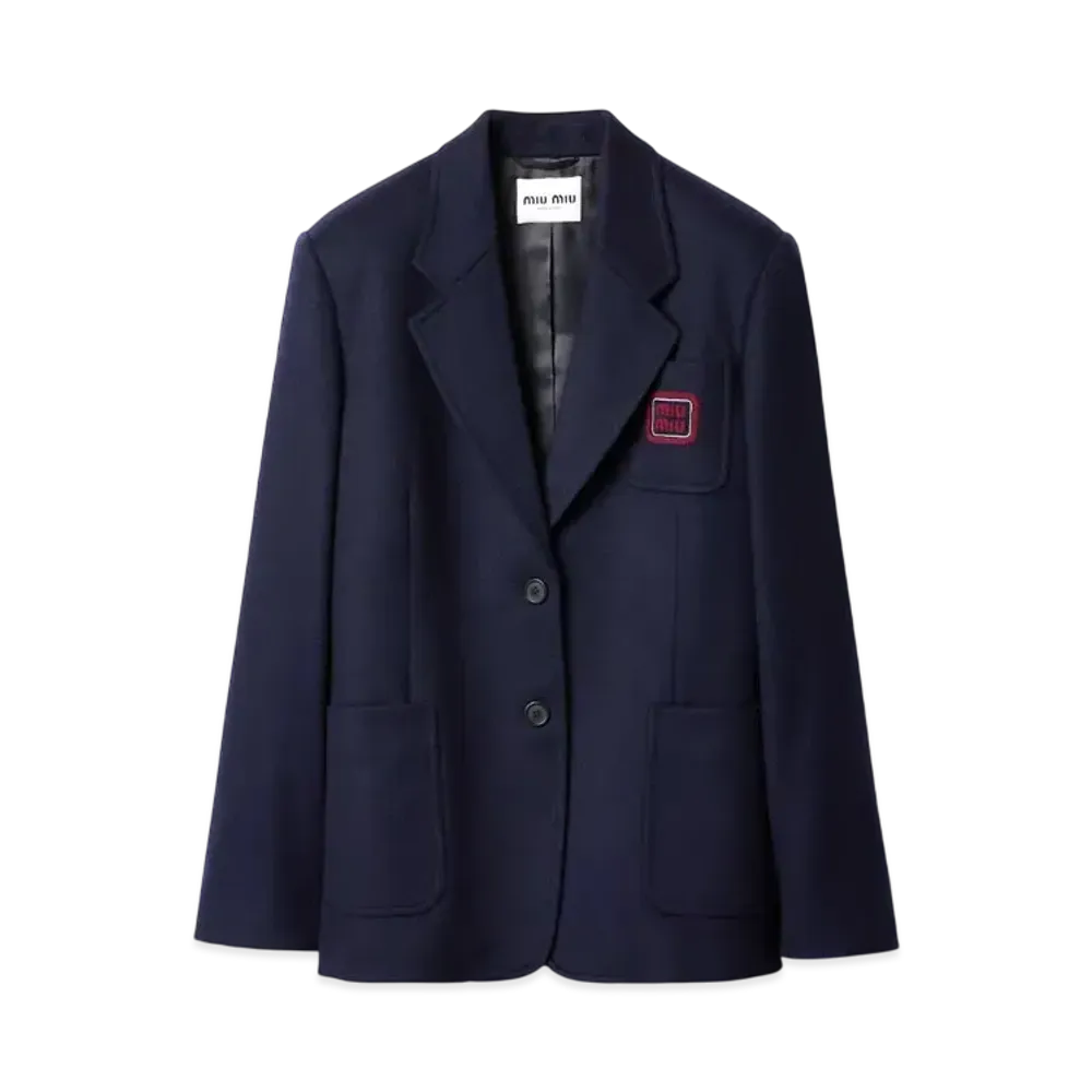 MIUMIU Single-Breasted Velour Jacket "Navy"