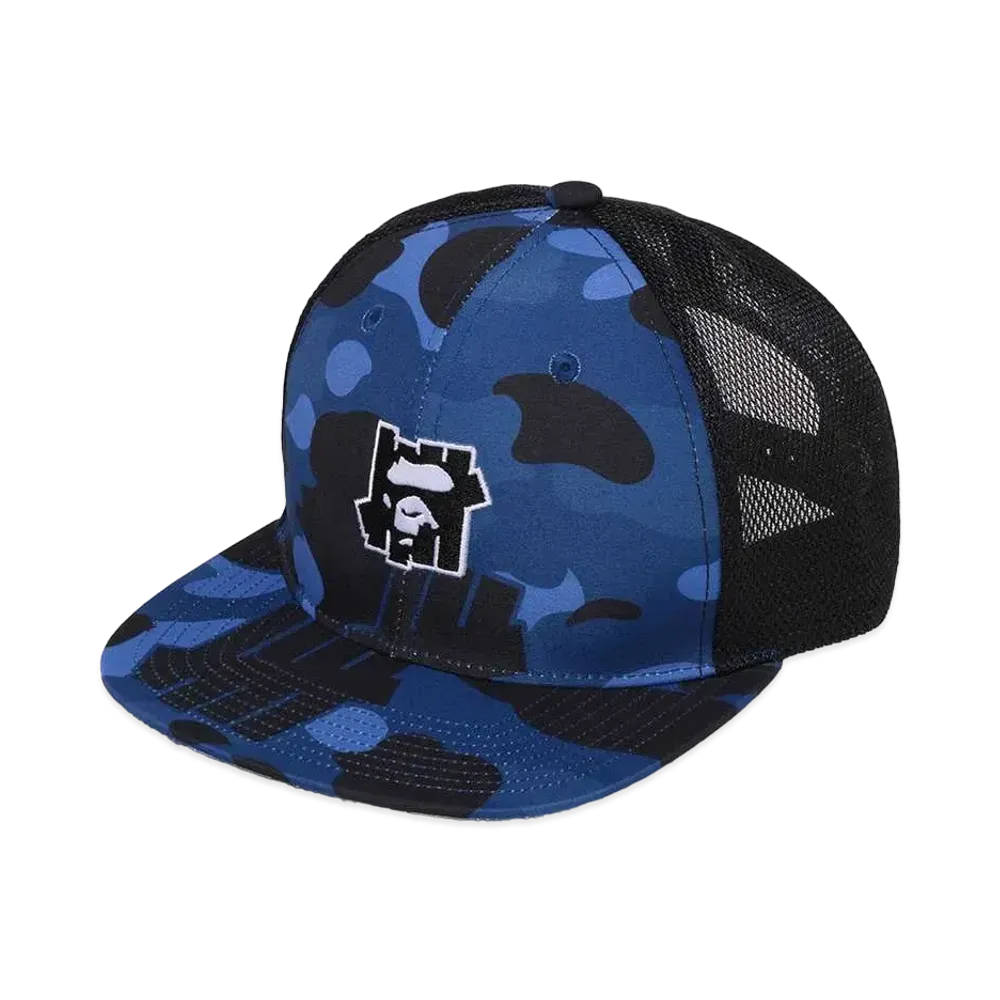 A BATHING APE x UNDEFEATED Color Camo Mesh Cap "Blue"