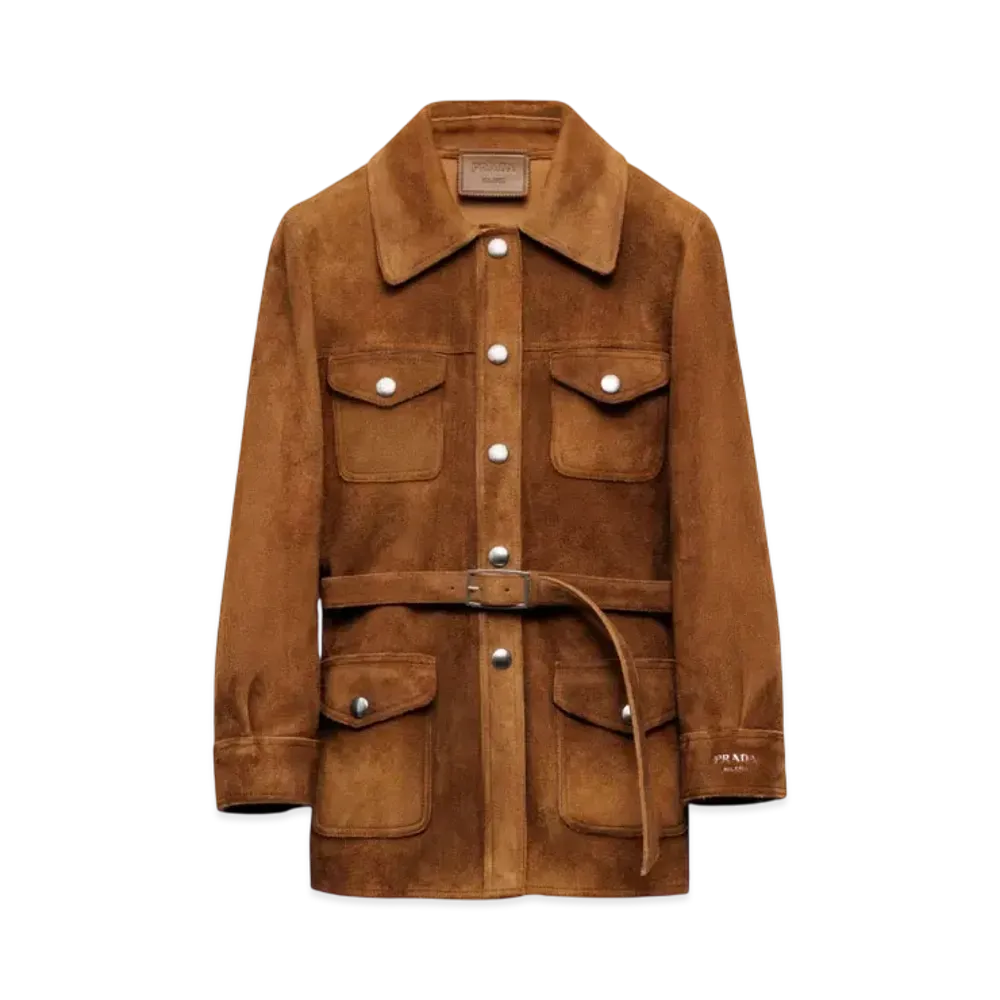 PRADA Women's Suede Safari Jacket "Brown"