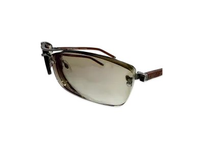Chrome Hearts AMPED Leather & Silver 925 Double Bridge Sunglasses "Brown"