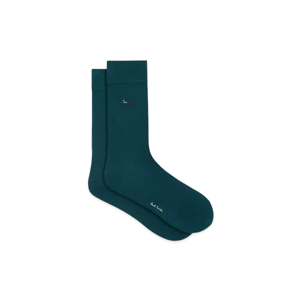 Paul Smith Colorful Logo Embroidered Socks "BlueGreen"