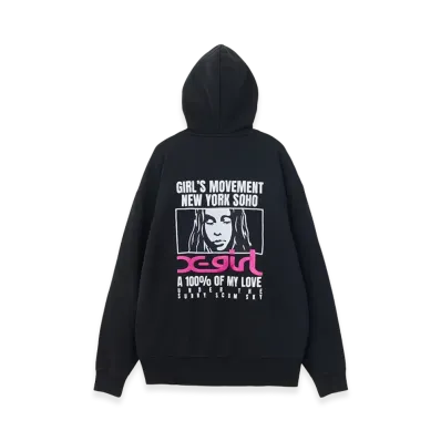 X-Girl Women's Face Box And Message Zip Up Sweat Hoodie "Black"
