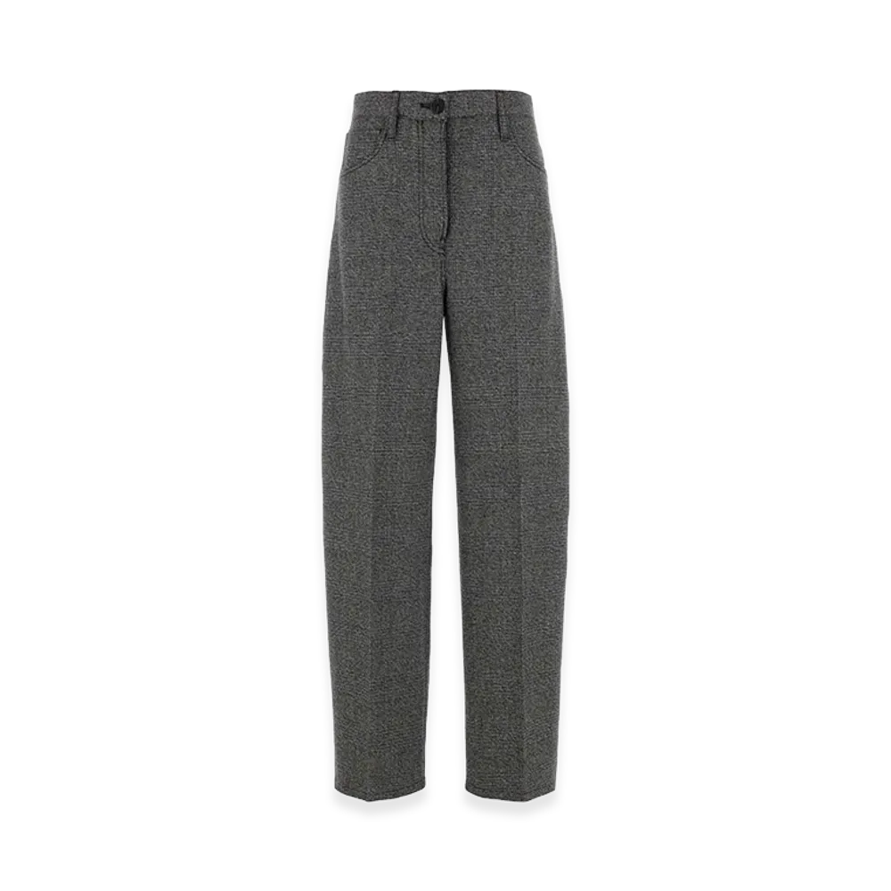 PRADA Women's Embroidered Glencheck Pant "Gray"