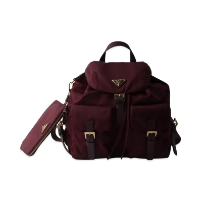 PRADA Medium Re-Nylon Backpack with Pouch "Burgundy"